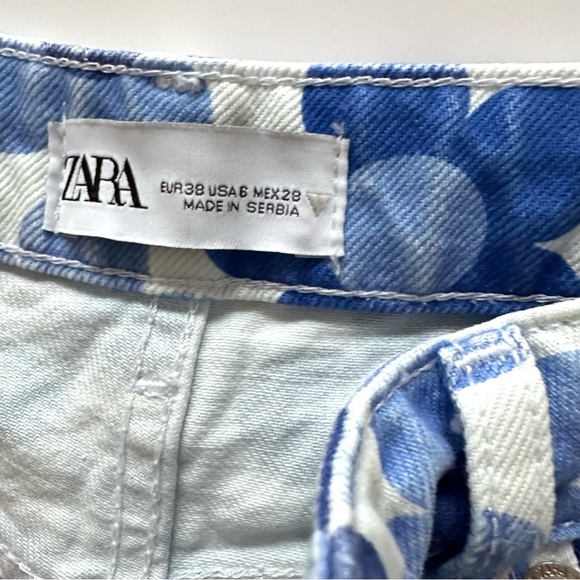 Zara Daisy floral print straight leg High waist jeans Size 6 29 x 31 - Picture 3 of 4